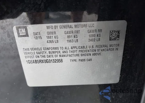 2016 Cadillac Ats Luxury Collection из США, поврежденный, VIN 1G6AB5RX0G0132958